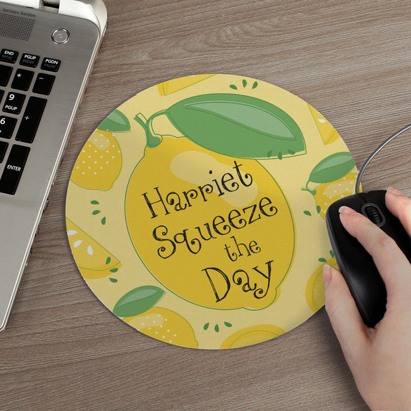 Personalised Squeeze the Day Mouse Mat in gift category Personalised Mouse Mats