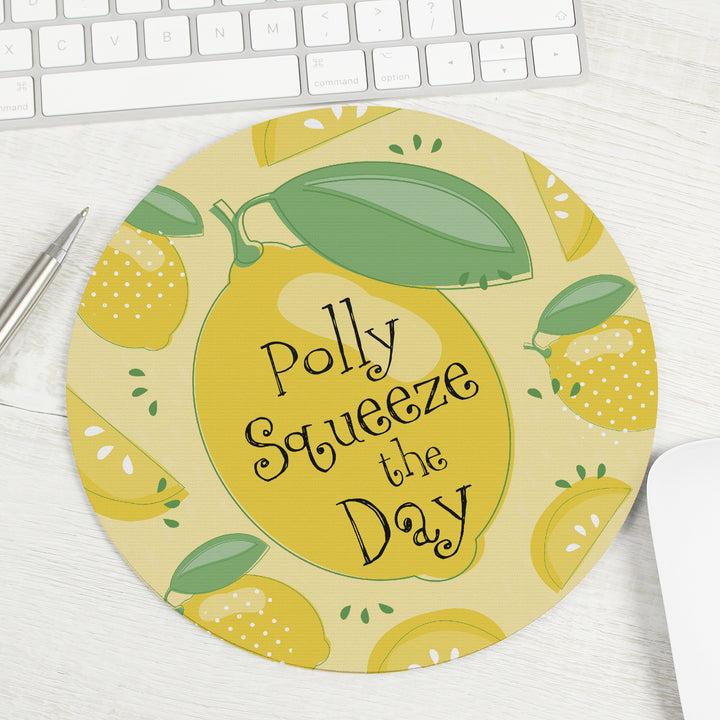 Personalised Squeeze the Day Mouse Mat in gift category Personalised Mouse Mats