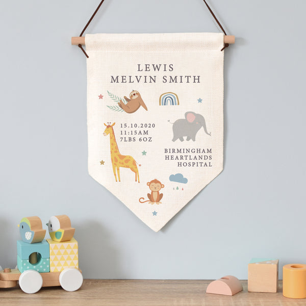 Personalised Safari Animals Animal Hanging Banner in gift category Personalised Banners