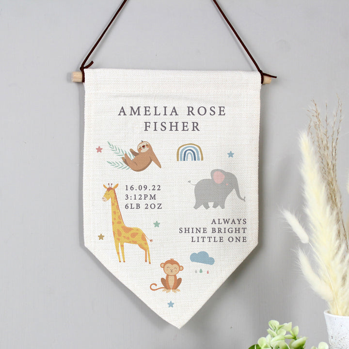 Personalised Safari Animals Hanging Banner in gift category Hanging Decorations & Signs