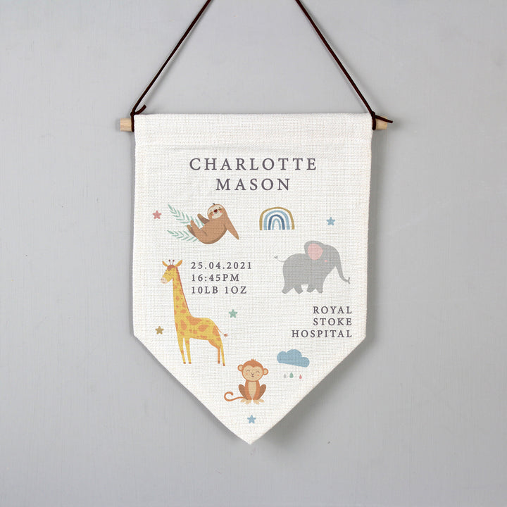 Personalised Safari Animals Hanging Banner in gift category Hanging Decorations & Signs