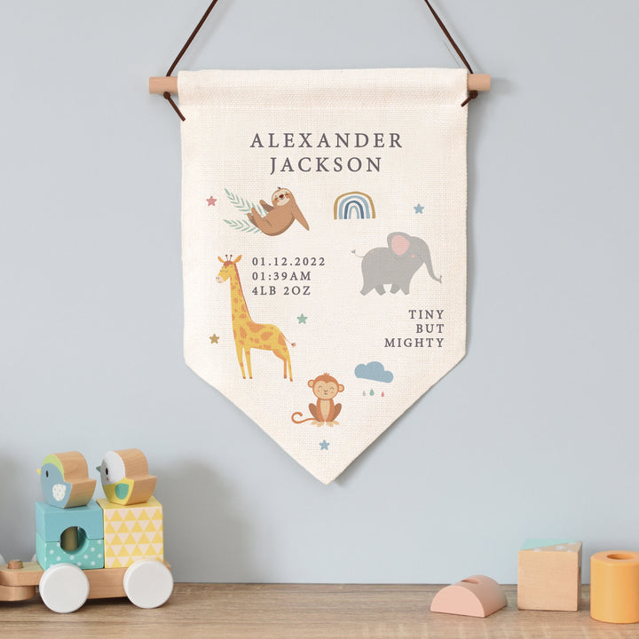 Personalised Safari Animals Hanging Banner in gift category Hanging Decorations & Signs