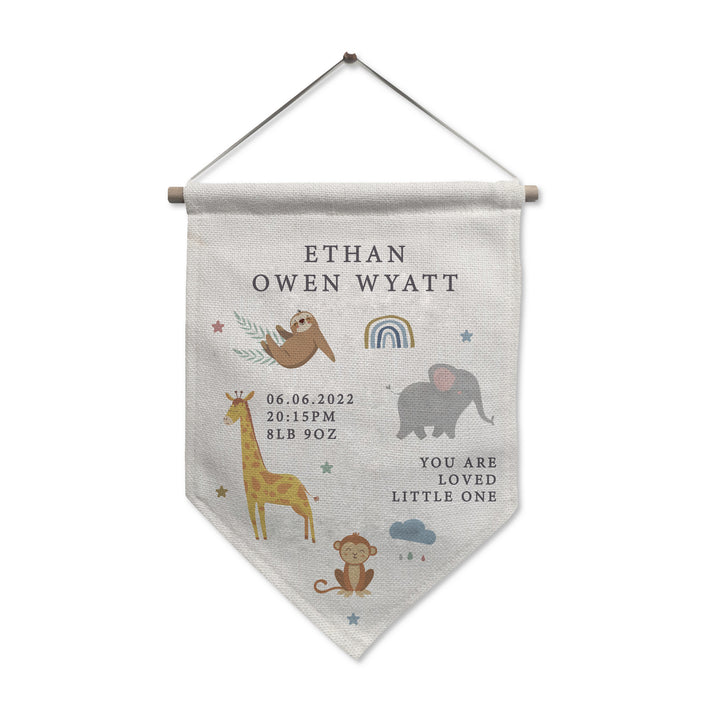 Personalised Safari Animals Hanging Banner in gift category Hanging Decorations & Signs