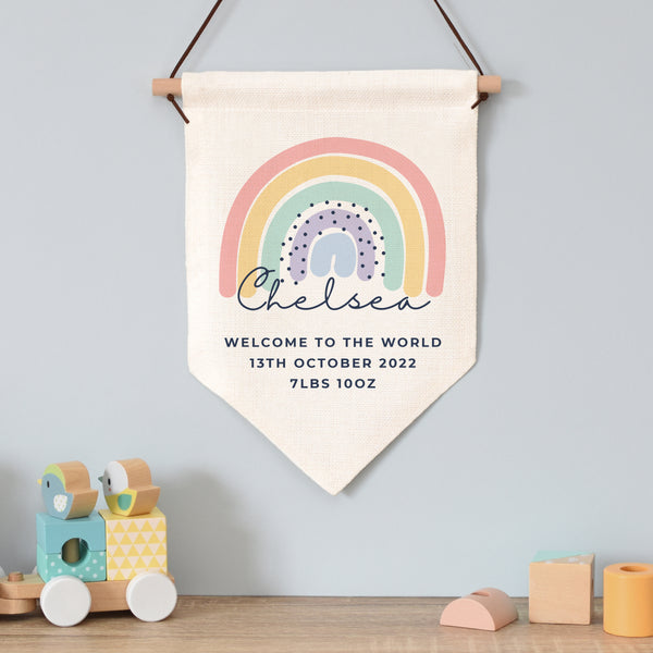 Personalised Rainbow Hanging Banner in gift category Personalised Banners