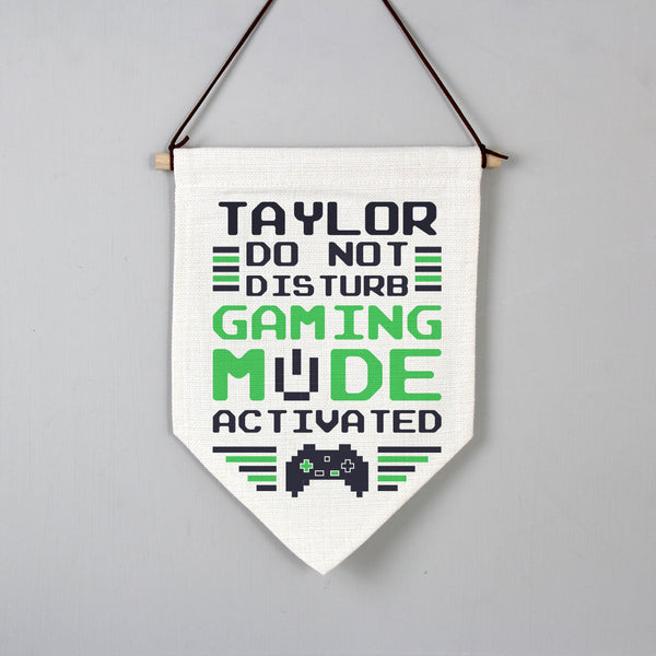 Buy Personalised Gaming Mode Hanging Banner available now at www.giftsfinder.co.uk