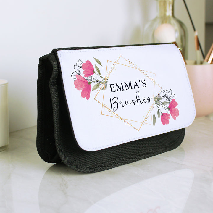 Buy Personalised Pink Floral Make Up Bag at www.giftsfinder.co.uk