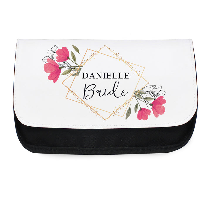 Buy Personalised Pink Floral Make Up Bag at www.giftsfinder.co.uk