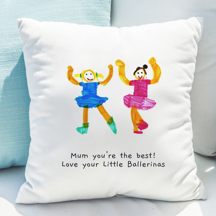 Buy Personalised Childrens Drawing Photo Upload Cushion available now at www.giftsfinder.co.uk