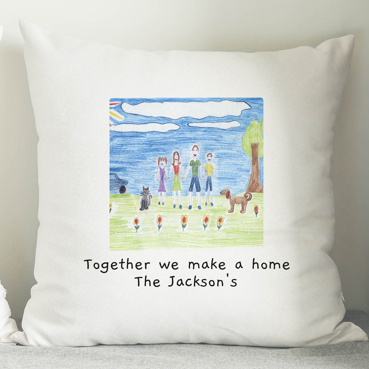 Buy Personalised Childrens Drawing Photo Upload Cushion available now at www.giftsfinder.co.uk