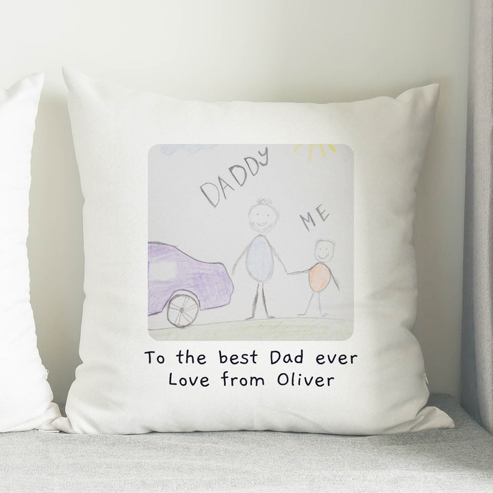 Buy Personalised Childrens Drawing Photo Upload Cushion available now at www.giftsfinder.co.uk