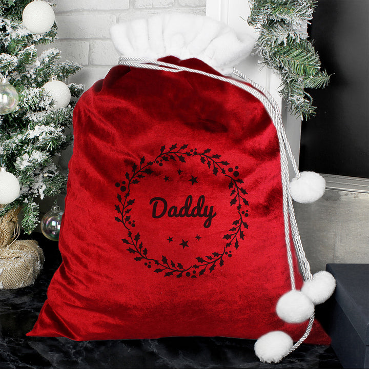 Buy Personalised Holly Red Christmas Sack available now at www.giftsfinder.co.uk