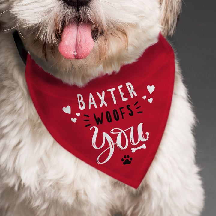 Personalised Woofs You Dog Bandana in gift category Pet Gifts