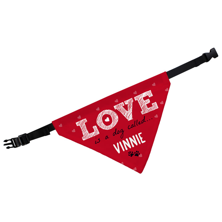 Buy Personalised Love is... Dog Bandana available now at www.giftsfinder.co.uk