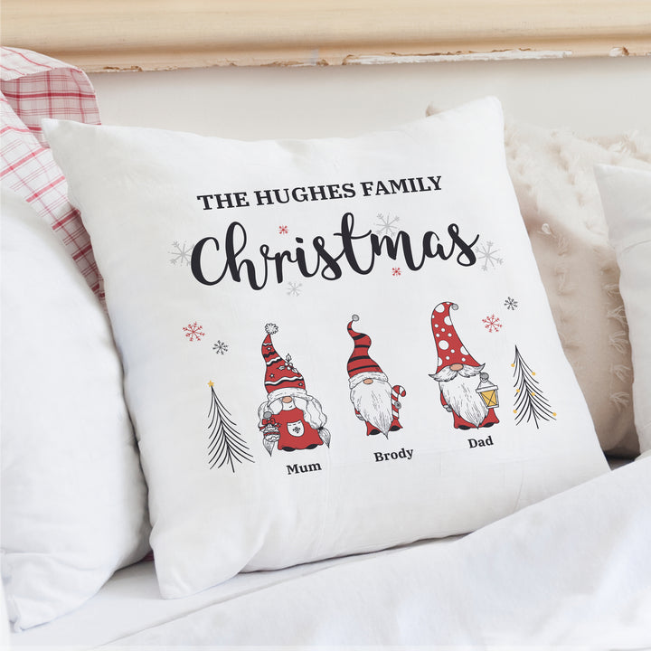 Buy Personalised Gonk Family Christmas Cushion available now at www.giftsfinder.co.uk