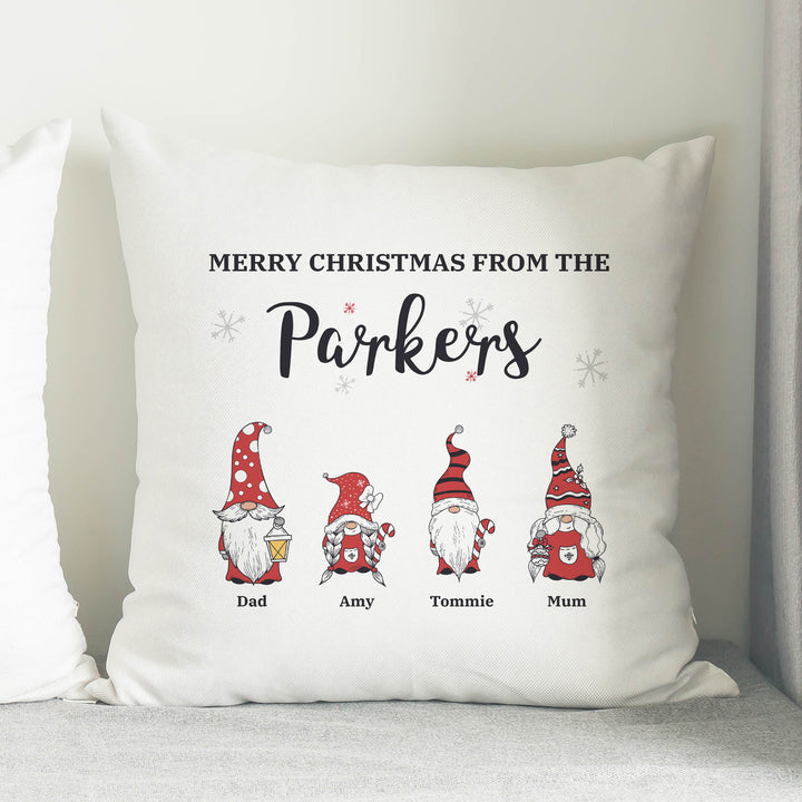 Buy Personalised Gonk Family Christmas Cushion available now at www.giftsfinder.co.uk