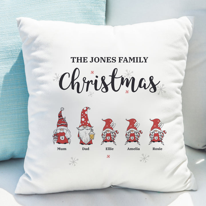 Buy Personalised Gonk Family Christmas Cushion available now at www.giftsfinder.co.uk