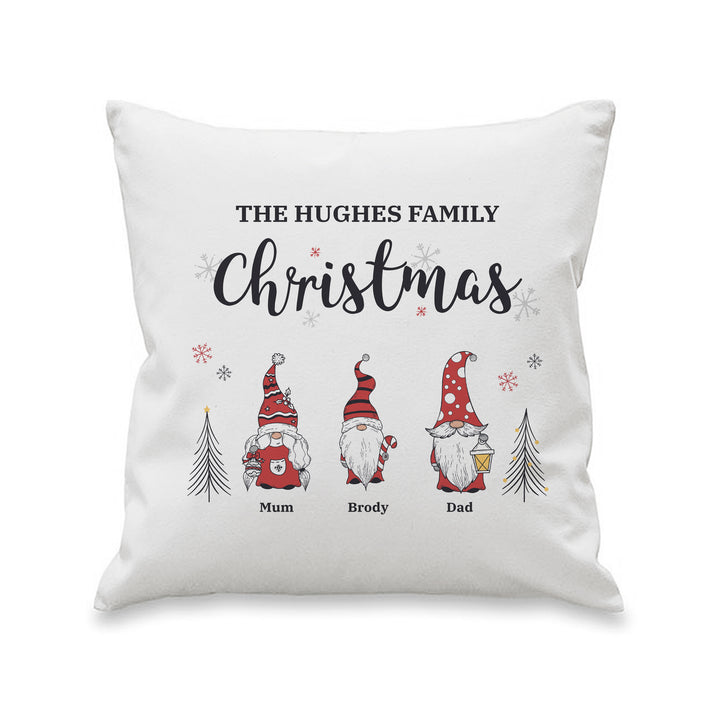 Buy Personalised Gonk Family Christmas Cushion available now at www.giftsfinder.co.uk