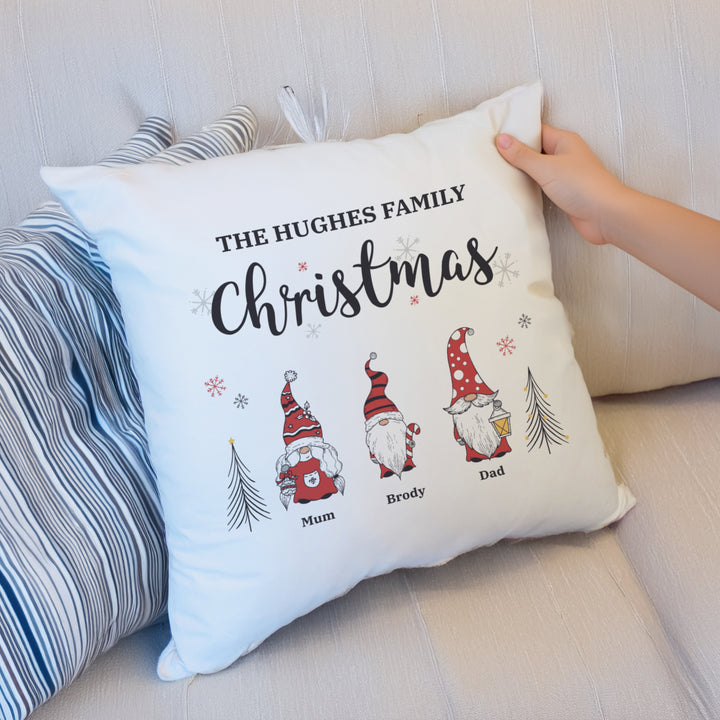 Buy Personalised Gonk Family Christmas Cushion available now at www.giftsfinder.co.uk