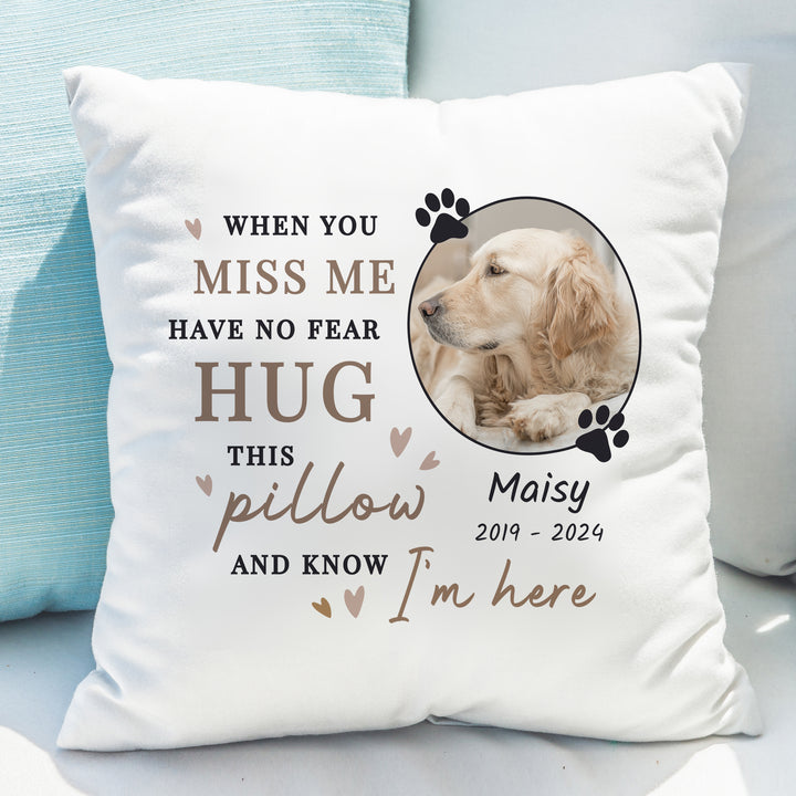 Buy Personalised Memorial Pet Photo Upload Cushion available now at www.giftsfinder.co.uk