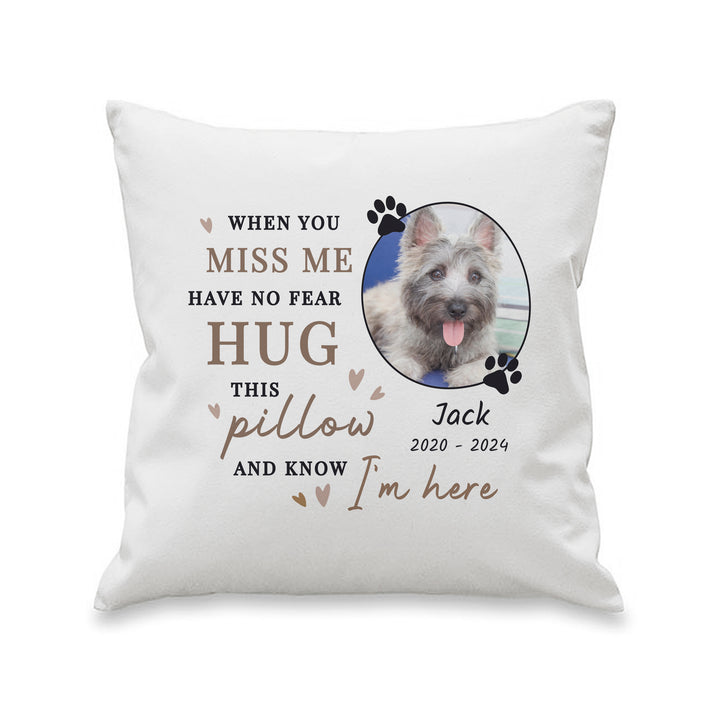 Buy Personalised Memorial Pet Photo Upload Cushion available now at www.giftsfinder.co.uk