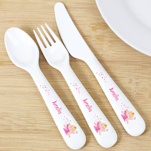 Buy Personalised Garden Fairy 3 Piece Plastic Cutlery Set at www.giftsfinder.co.uk