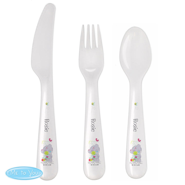 Buy Personalised Tiny Tatty Teddy Cuddle Bug 3 Piece Plastic Cutlery Set at www.giftsfinder.co.uk