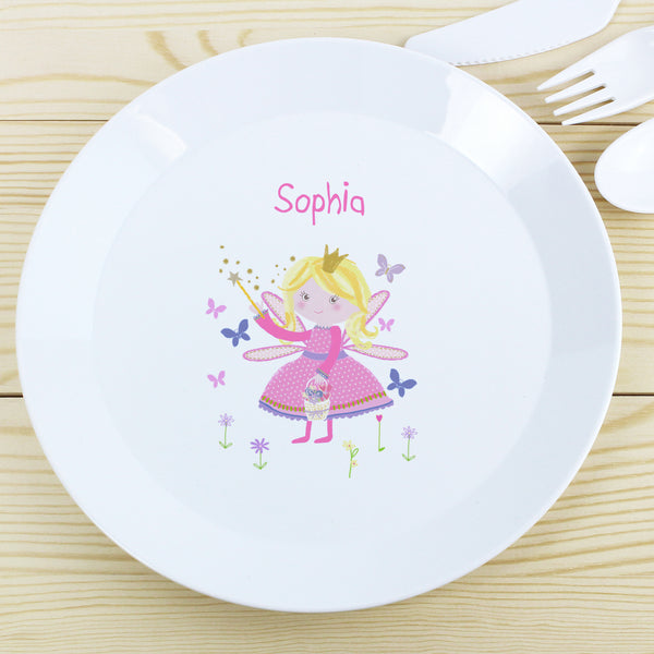 Buy Personalised Garden Fairy Plastic Plate at www.giftsfinder.co.uk