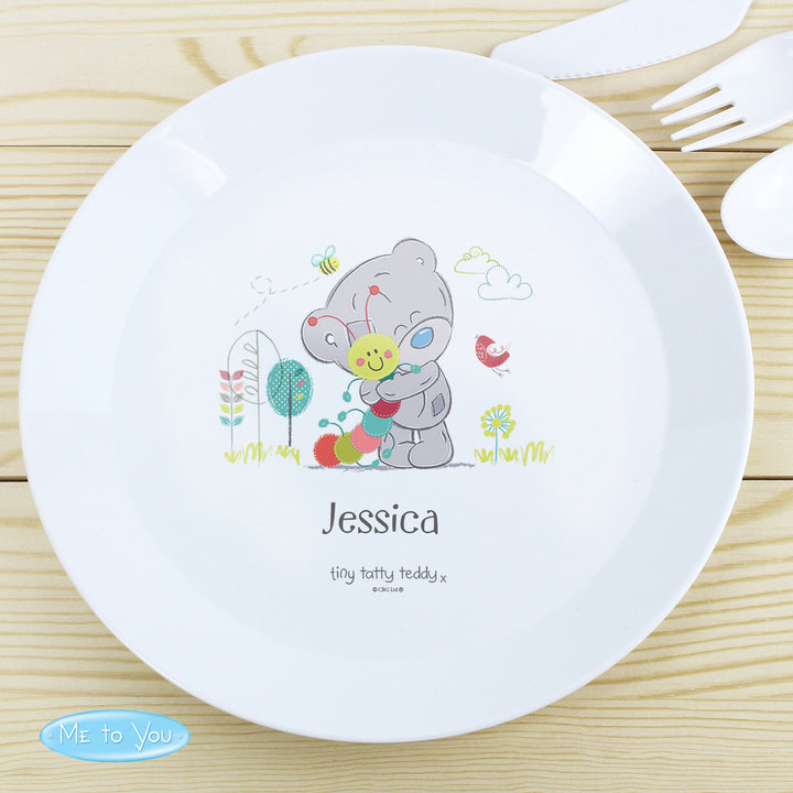 Buy Personalised Tiny Tatty Teddy Cuddle Bug Plastic Plate at www.giftsfinder.co.uk