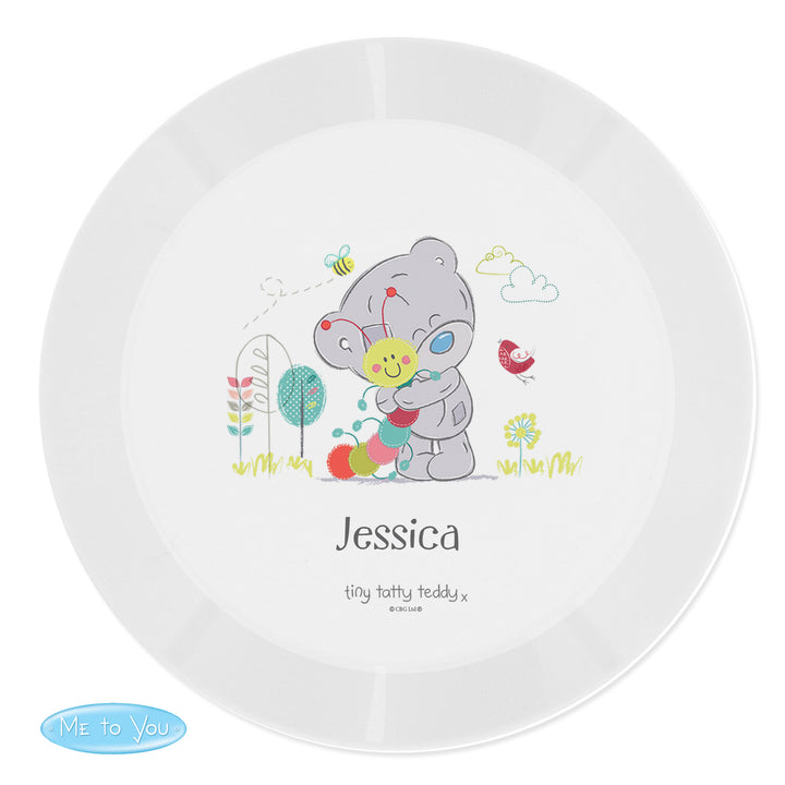 Buy Personalised Tiny Tatty Teddy Cuddle Bug Plastic Plate at www.giftsfinder.co.uk