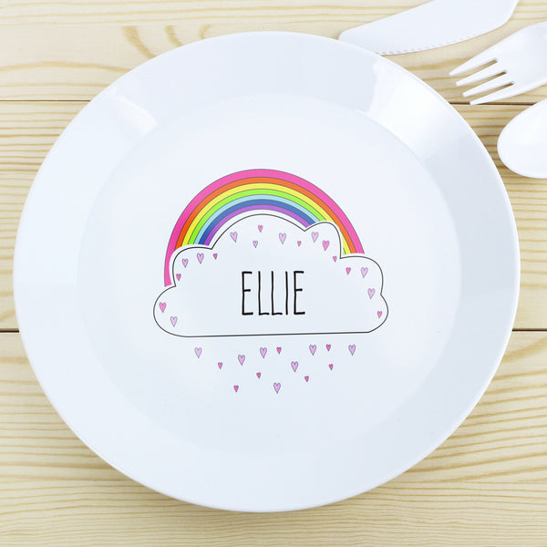 Buy Personalised Rainbow Plastic Plate at www.giftsfinder.co.uk