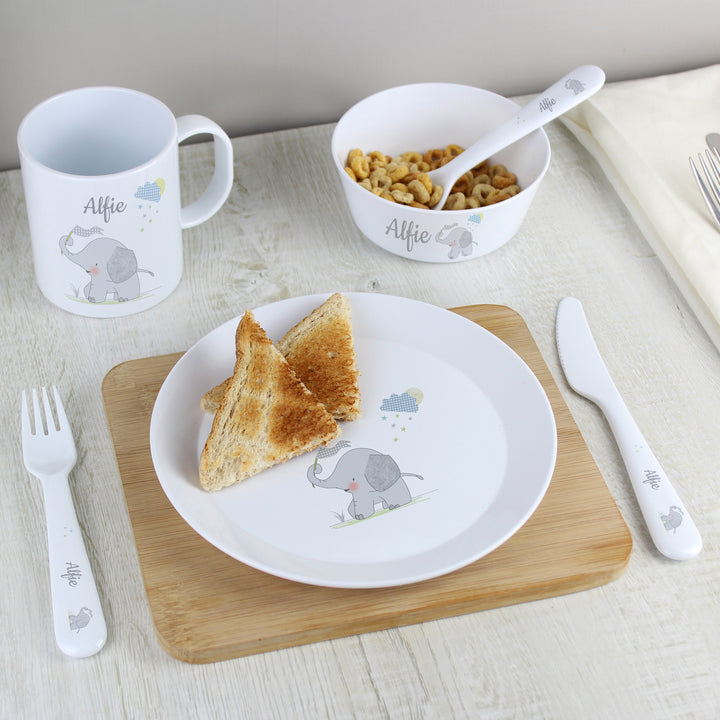 Buy Personalised Hessian Elephant Plastic Plate at www.giftsfinder.co.uk