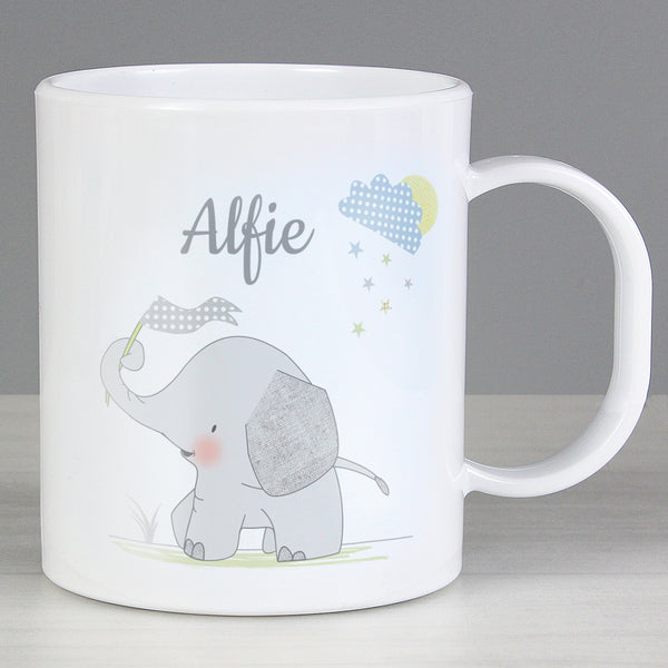 Buy Personalised Hessian Elephant Plastic Mug at www.giftsfinder.co.uk