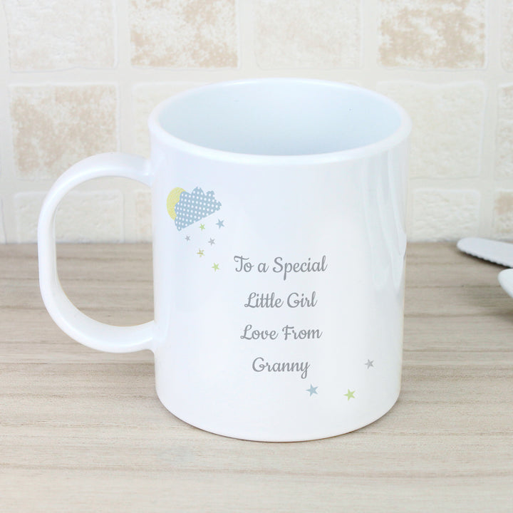 Buy Personalised Hessian Elephant Plastic Mug at www.giftsfinder.co.uk