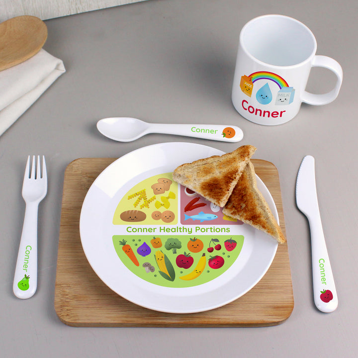 Buy Personalised Healthy Eating Portions Plastic Plate at www.giftsfinder.co.uk