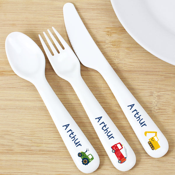 Buy Personalised Vehicles Plastic Cutlery at www.giftsfinder.co.uk