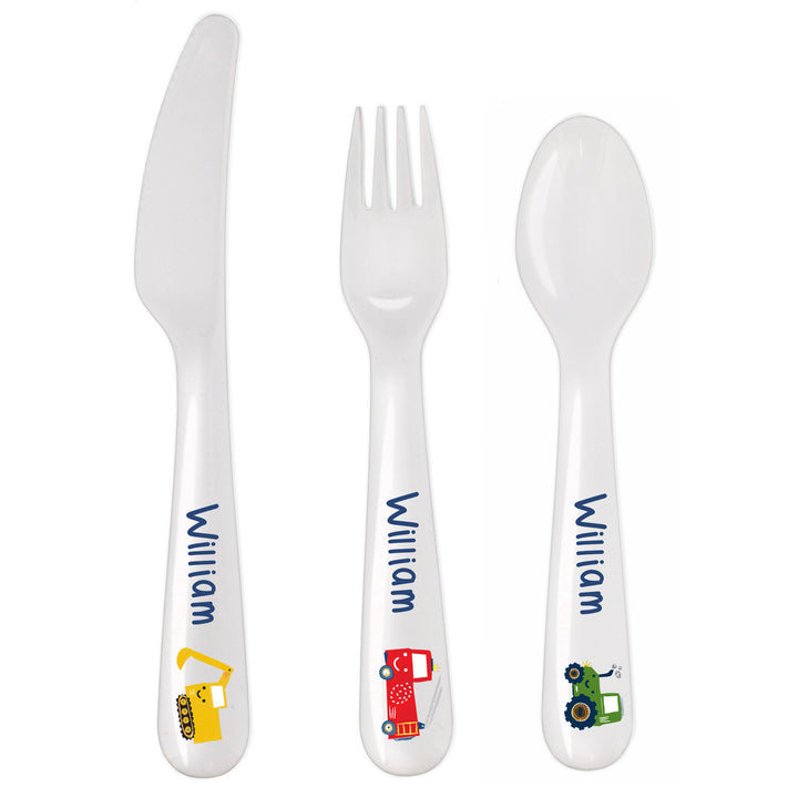 Buy Personalised Vehicles Plastic Cutlery at www.giftsfinder.co.uk