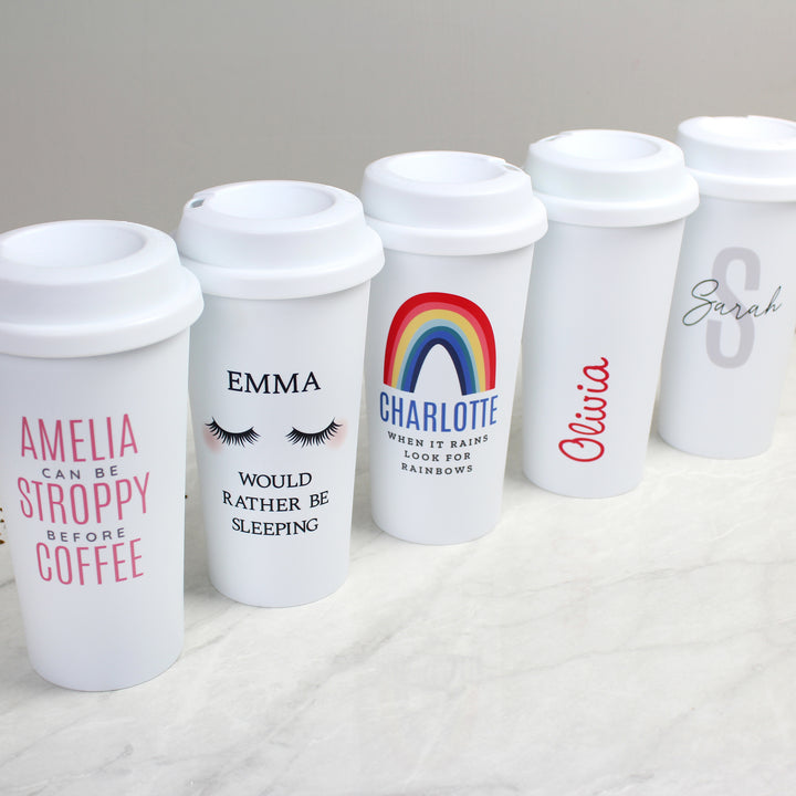 Buy Personalised Pink Name Island Insulated Reusable Eco Travel Cup at www.giftsfinder.co.uk