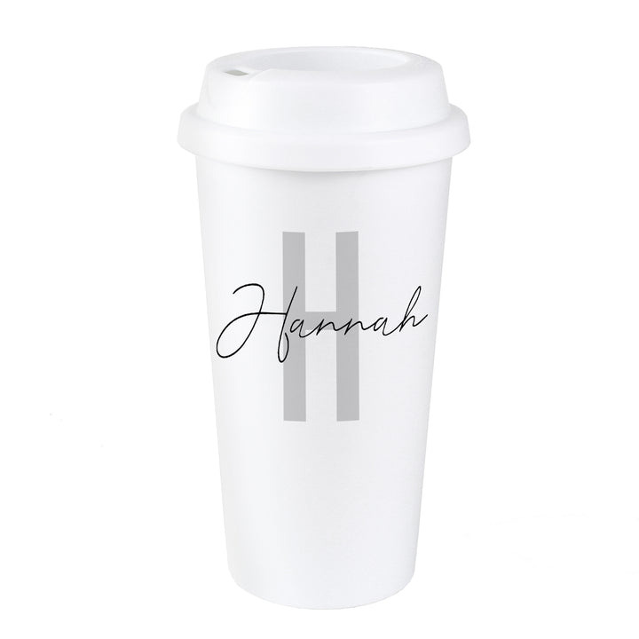 Personalised Initial & Name Insulated Reusable Eco Travel Cup - part of the Gifts Finder Personalised Travel Cups & Mugs collection