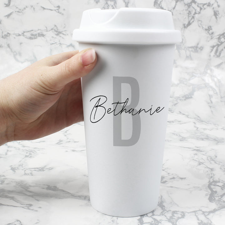 Personalised Initial & Name Insulated Reusable Eco Travel Cup - part of the Gifts Finder Personalised Travel Cups & Mugs collection