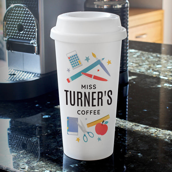 Buy Personalised Teachers Insulated Reusable Eco Travel Cup at www.giftsfinder.co.uk