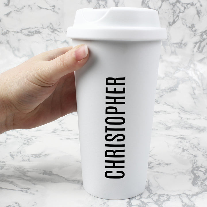 Personalised Name Insulated Reusable Eco Travel Cup - part of the Gifts Finder Personalised Travel Cups & Mugs collection