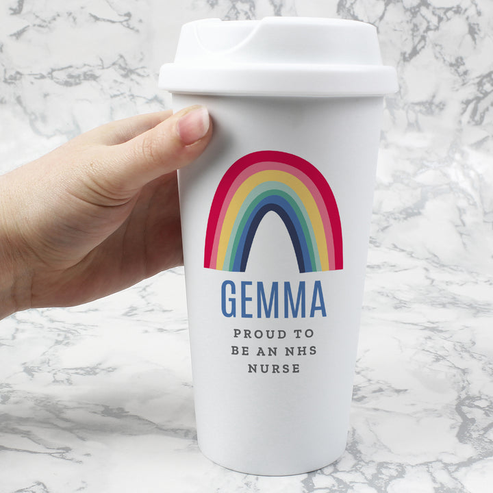 Personalised Rainbow Insulated Reusable Eco Travel Cup - part of the Gifts Finder Personalised Travel Cups & Mugs collection