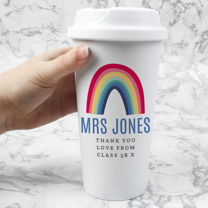 Personalised Rainbow Insulated Reusable Eco Travel Cup - part of the Gifts Finder Personalised Travel Cups & Mugs collection