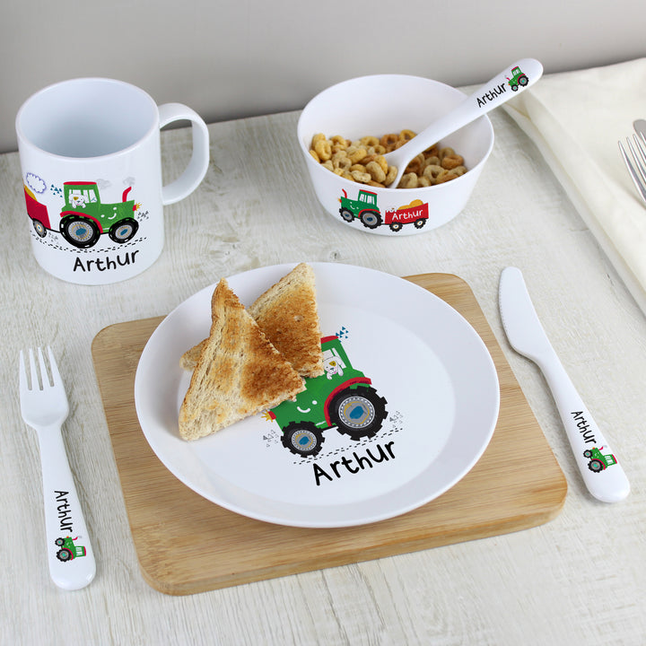 Buy Personalised Tractor Plastic Plate at www.giftsfinder.co.uk