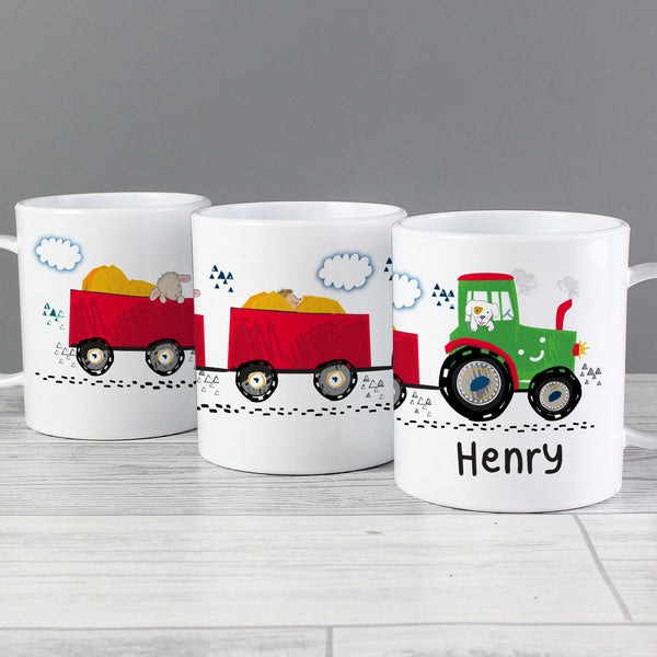 Buy Personalised Tractor Plastic Mug at www.giftsfinder.co.uk