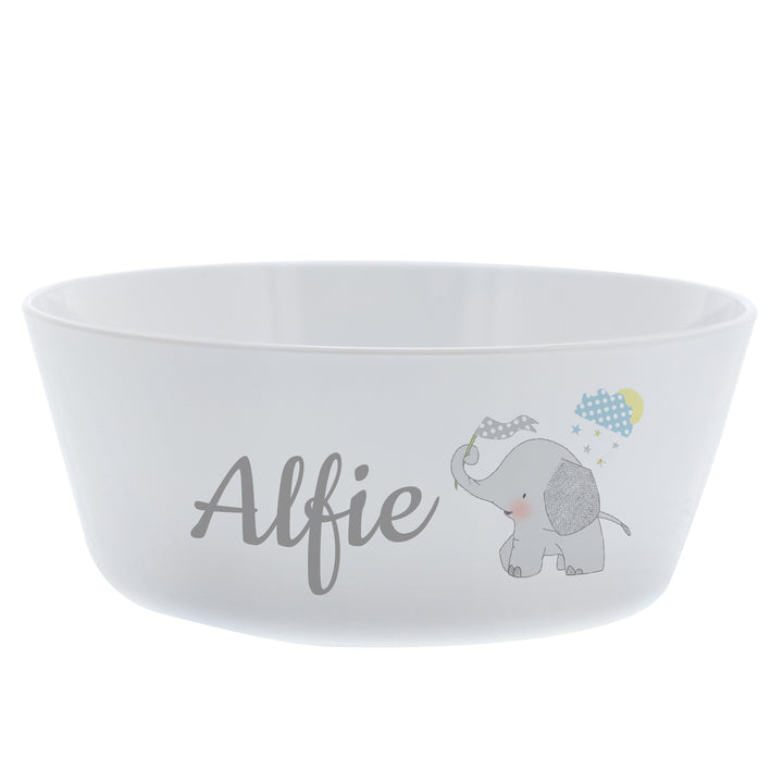 Buy Personalised Hessian Elephant Plastic Bowl at www.giftsfinder.co.uk