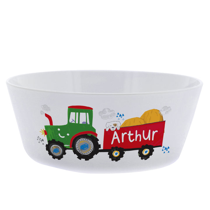 Buy Personalised Tractor Plastic Bowl at www.giftsfinder.co.uk