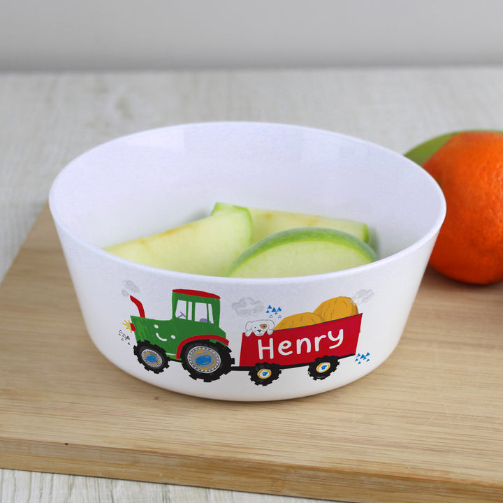 Buy Personalised Tractor Plastic Bowl at www.giftsfinder.co.uk