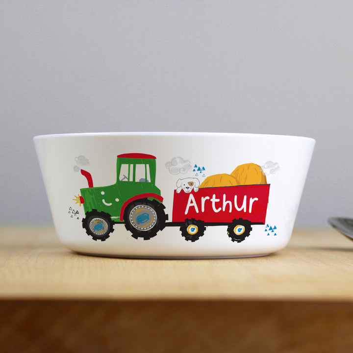 Buy Personalised Tractor Plastic Bowl at www.giftsfinder.co.uk