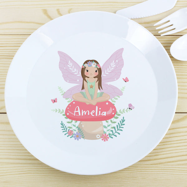 Personalised Toadstool Fairy Plastic Plate in gift category Personalised Children's Plastic Plates